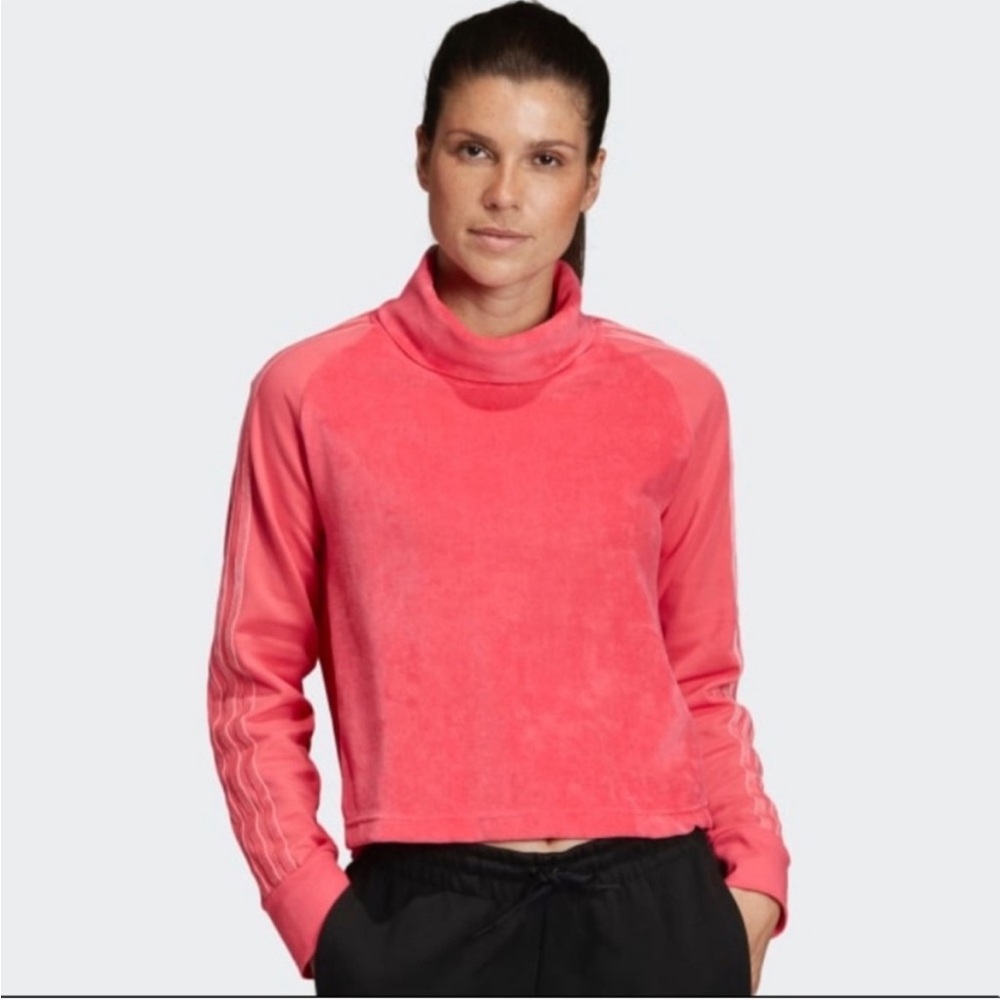 BNWOT ADIDAS- Pink Velvet Mock Neck Pullover